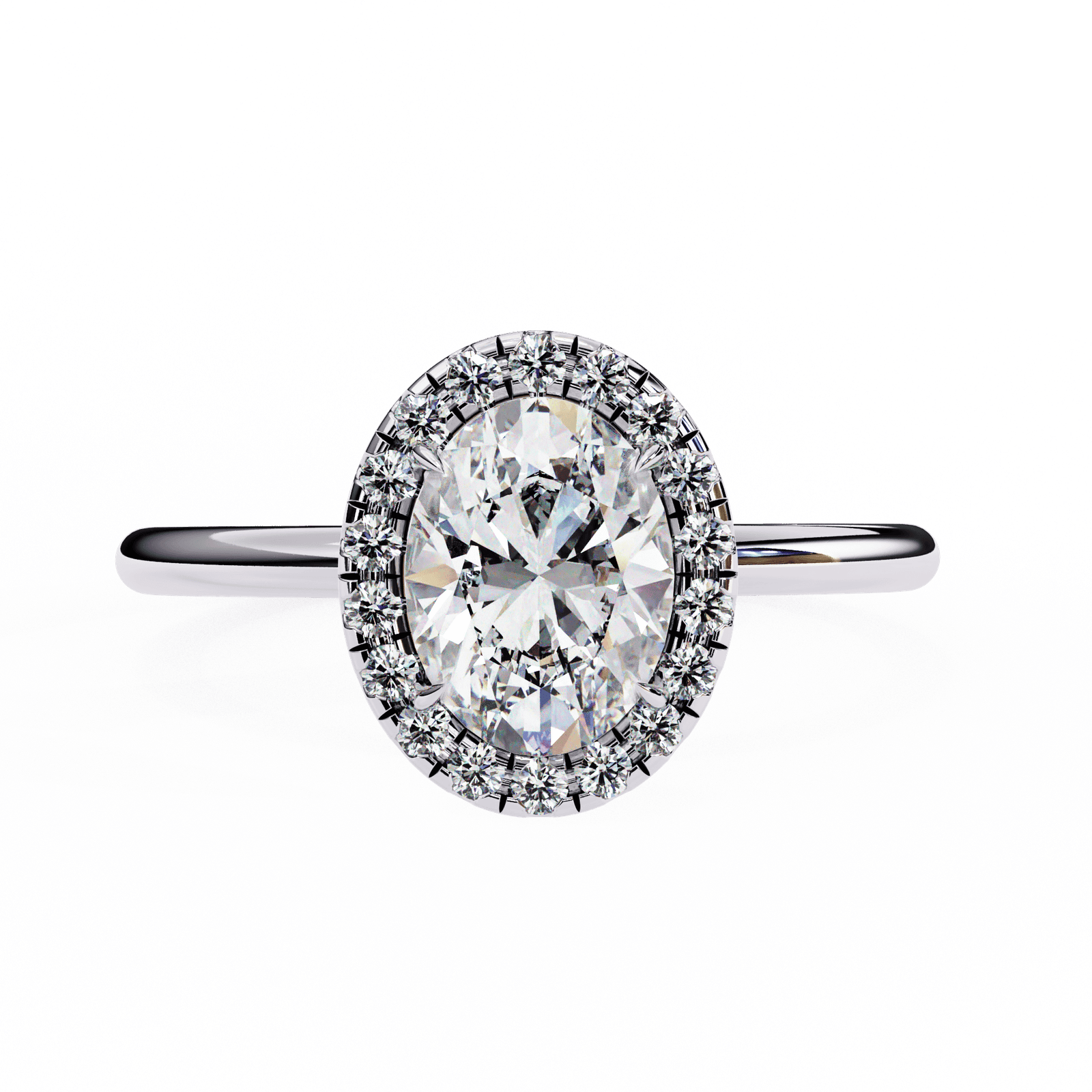 Oval-Cut Diamond Halo Engagement Ring